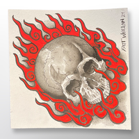 Flamey Skull- Original Painting